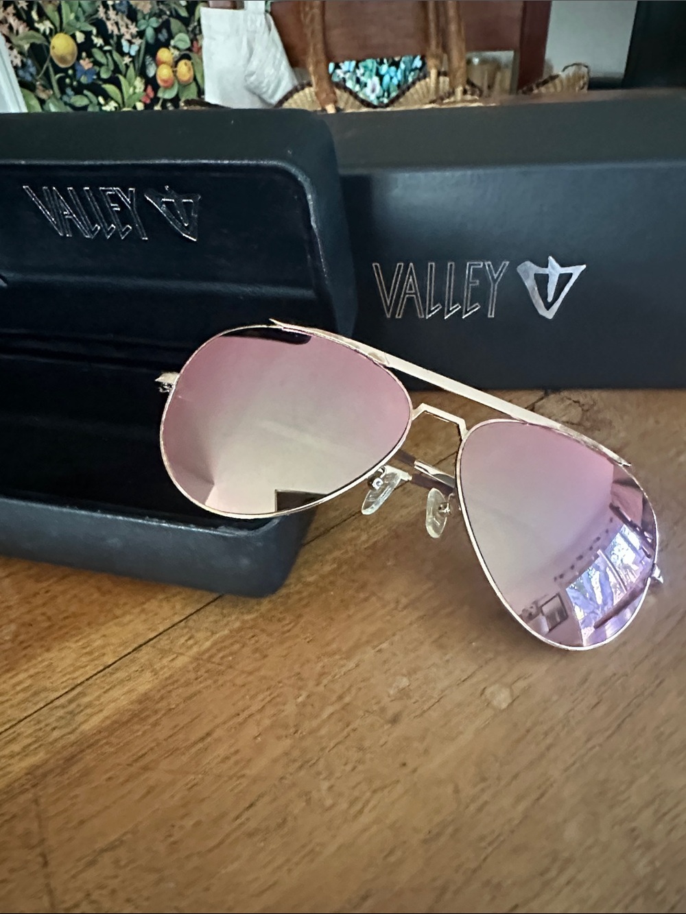 Valley Eyewear Aviator Sunglasses with Pink Mirrored Lenses